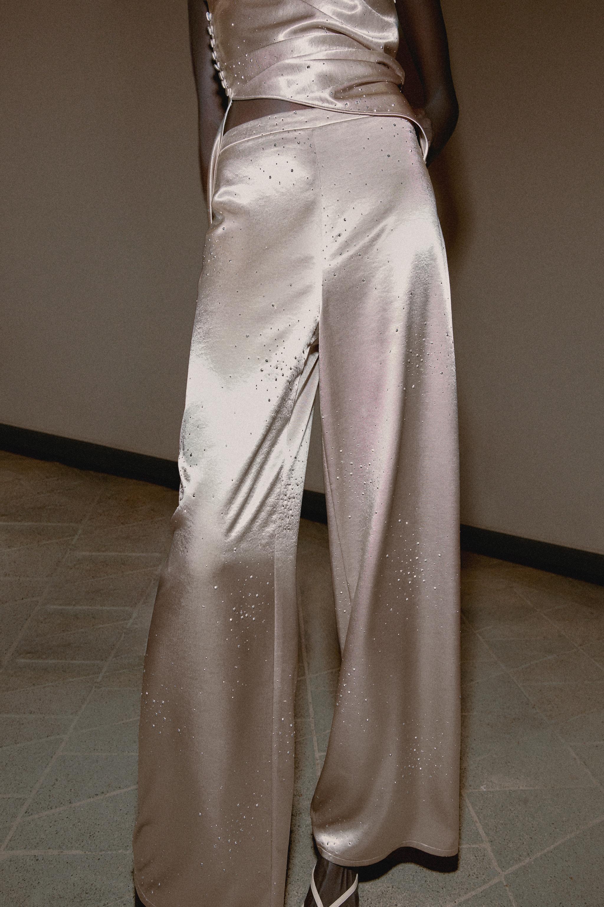 SPARKLY SATIN EFFECT PANTS